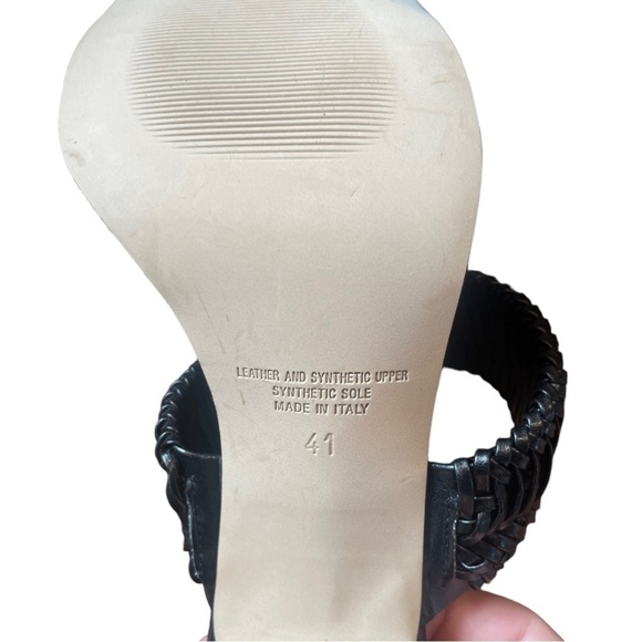 Napoleoni Leather Braided Heel Sandals 10 41 Black - Picture 7 of 7